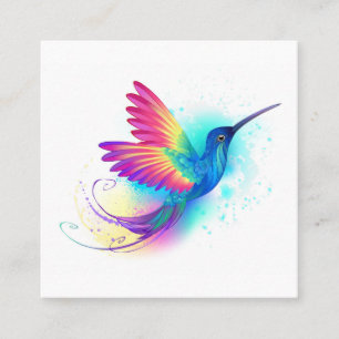 Tarjeta De Visita Cuadrada Colibrí Arcoíris Exótico