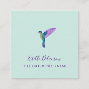 Tarjeta De Visita Cuadrada Colibrí turquesa