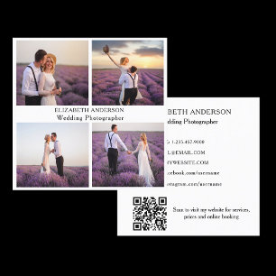 Tarjeta De Visita Cuadrada Collage de fotos Código QR color de marca de medio