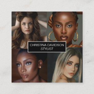 Tarjeta De Visita Cuadrada Collage de fotos moderno Estilo del artista de maq