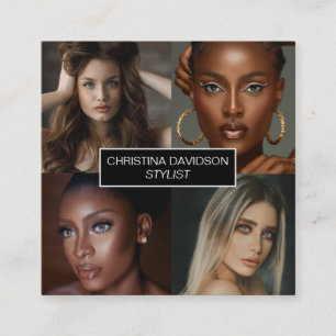 Tarjeta De Visita Cuadrada Collage de fotos moderno Estilo del artista de maq