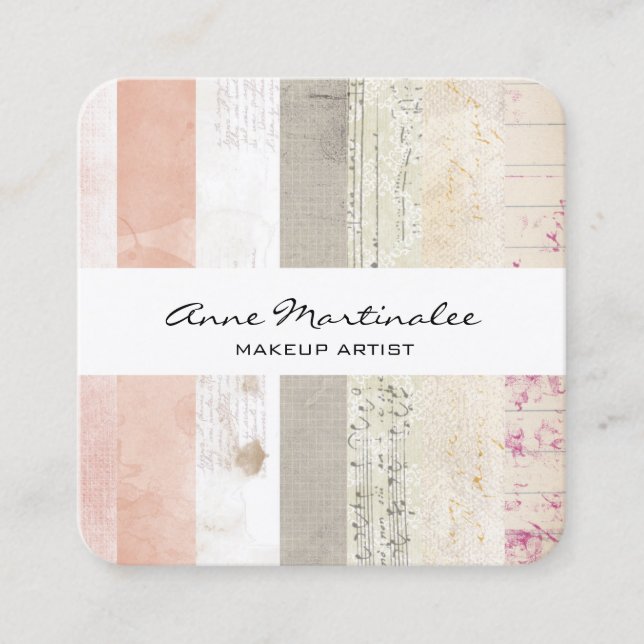 Tarjeta De Visita Cuadrada Collage de medios mixtos (Anverso)