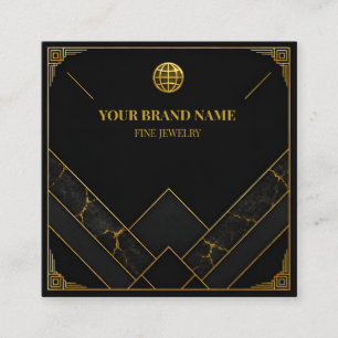 Tarjeta De Visita Cuadrada Collar de tarjeta cuadrada de oro negro de lujo