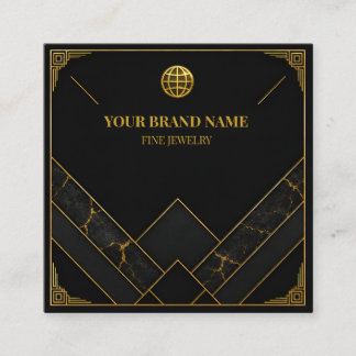 Tarjeta De Visita Cuadrada Collar de tarjeta cuadrada de oro negro de lujo