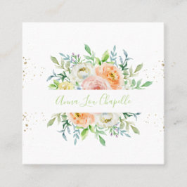 Tarjeta De Visita Cuadrada Color acuático, rubor y verde