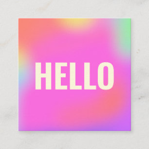 Tarjeta De Visita Cuadrada Color arcoiris rosa Hola brillante Fuente negrita