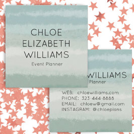 Tarjeta De Visita Cuadrada Color de agua de color pálido Abstracto Rayas text