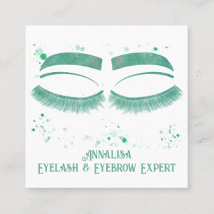 Tarjeta De Visita Cuadrada Color de agua de lujo Eyelash & Brow Beauty,Mint G