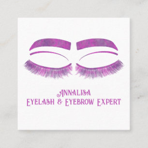 Tarjeta De Visita Cuadrada Color de agua de lujo Eyelash & Brow Beauty, púrpu