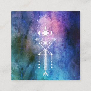 Tarjeta De Visita Cuadrada *~* Color de agua sagrada tribal chamán primal az