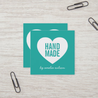 Tarjeta De Visita Cuadrada Color de fondo editable en el corazón moderno hech