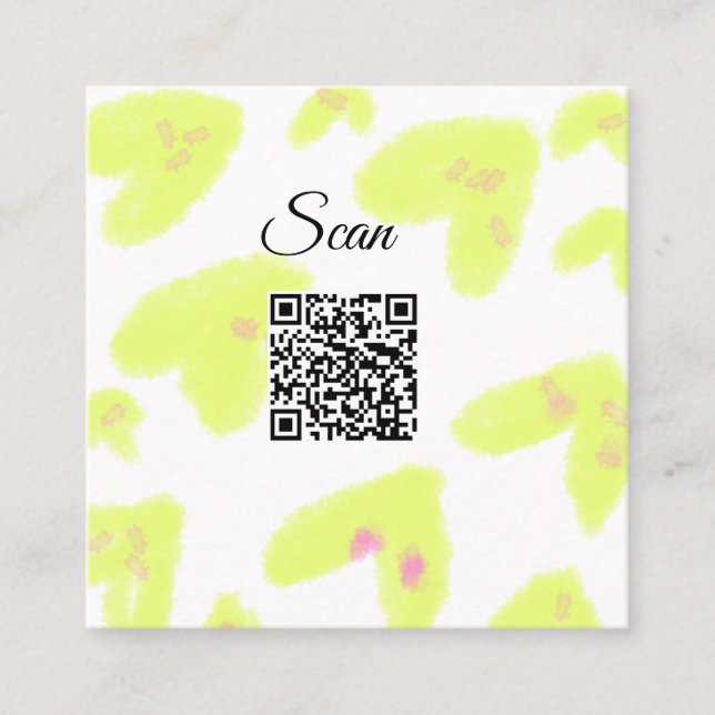 Tarjeta De Visita Cuadrada Color de la acuarela amarillo simple añadir Q R có (Anverso)