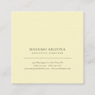 Tarjeta De Visita Cuadrada Color de seda de limón minimalista Plain Premium L