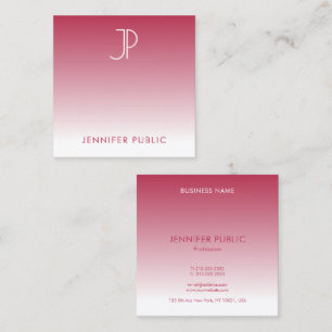 Tarjeta De Visita Cuadrada Color de tendencia Viva Magenta Monograma inicial