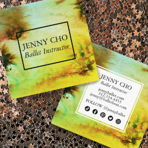 Tarjeta De Visita Cuadrada Colorante de color de las aguas de Swirls & Splash