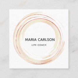Tarjeta De Visita Cuadrada Colores de agua círculos abstractos brochas rosego