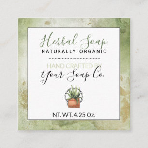 Tarjeta De Visita Cuadrada Colores de agua verdes Jabón herbal / Baño y colch