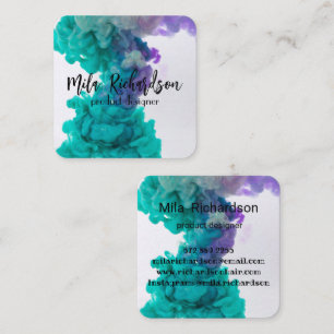 Tarjeta De Visita Cuadrada Colores derramados en el agua