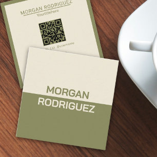 Tarjeta De Visita Cuadrada Colores minimalistas de tierra pastel código QR mo