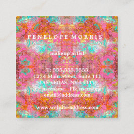 Tarjeta De Visita Cuadrada Colorida negrita Resumen Artista de maquillaje