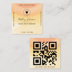Tarjeta De Visita Cuadrada Coloridas nubes acuáticas Dreamy QR Code & Logo S