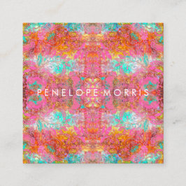 Tarjeta De Visita Cuadrada Colorido artista de maquillaje de Boho