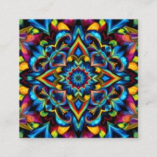 Tarjeta De Visita Cuadrada Colorido Kaleidoscope Mandala Design Mug, almohada