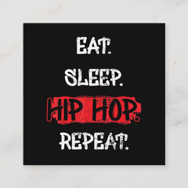 Tarjeta De Visita Cuadrada Coma el hip hop repita regalo de la vieja escuela  (Anverso)