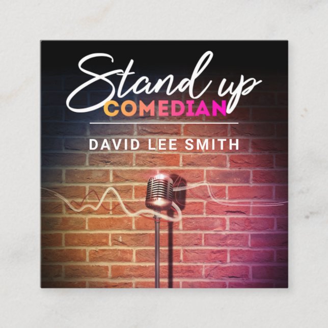 Tarjeta De Visita Cuadrada Comediante de pie (Anverso)