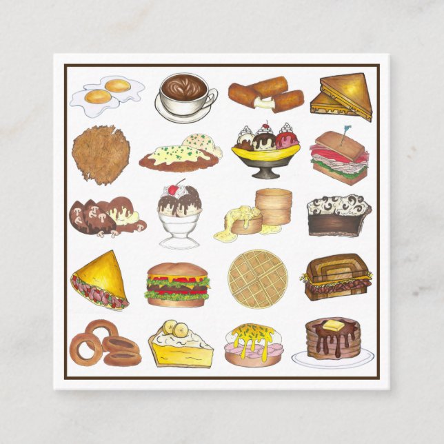 Tarjeta De Visita Cuadrada Comedor clásico americano de almuerzo contador de  (Anverso)