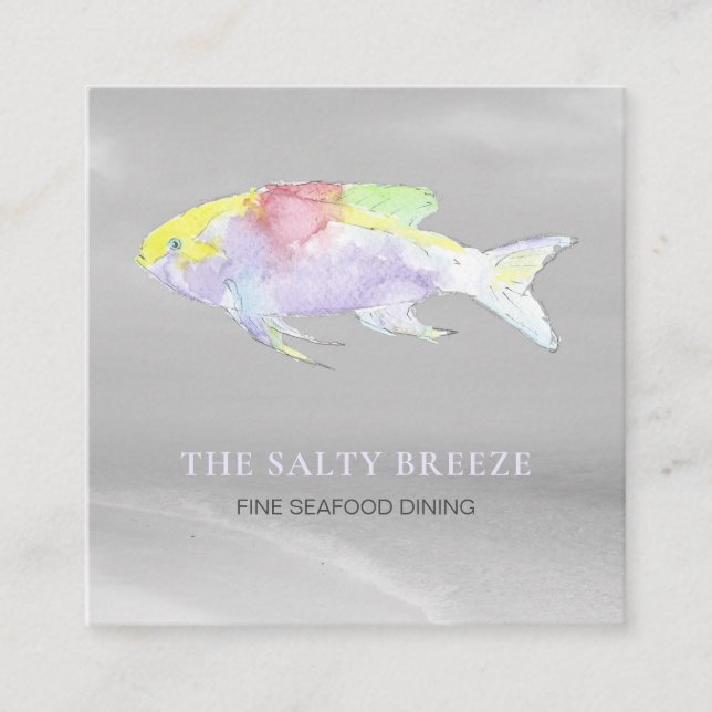 Tarjeta De Visita Cuadrada *~* Comedor de arena plateada para peces de playa  (Anverso)