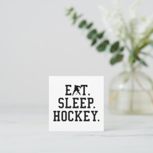Tarjeta De Visita Cuadrada Comer Dormir Hockey - Amantes del Hockey