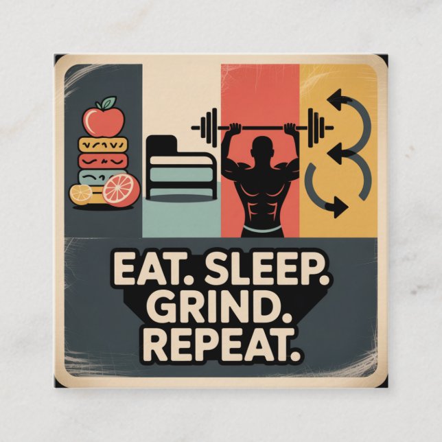 Tarjeta De Visita Cuadrada Comer. Dormir. Moler. Repetir (Anverso)
