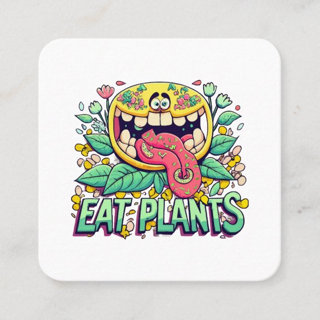 Tarjeta De Visita Cuadrada Comer plantas (Anverso)
