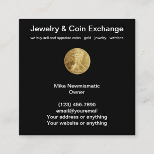 Tarjeta De Visita Cuadrada Comerciante de monedas numismáticas y joyas