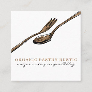 Tarjeta De Visita Cuadrada Comida Comer Cuchara Utensilio Cocinar