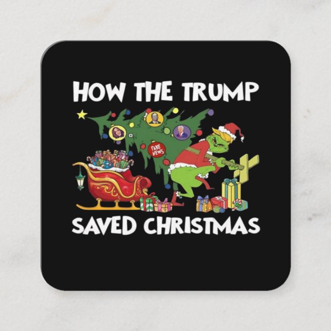 Tarjeta De Visita Cuadrada Cómo salvó Trump a los Navidades (Anverso)