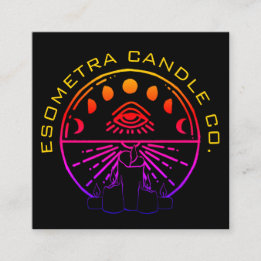 Tarjeta De Visita Cuadrada Compañía de Velas Artesanas Oscuras Neon Esoteric