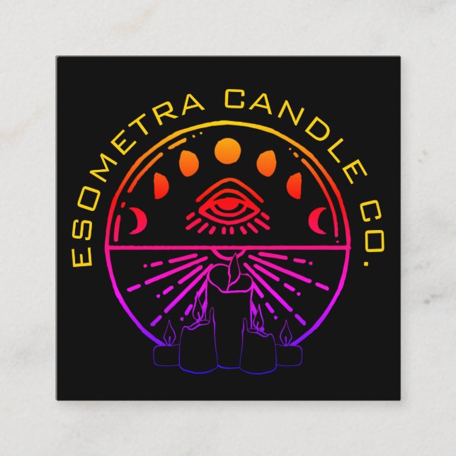 Tarjeta De Visita Cuadrada Compañía de Velas Artesanas Oscuras Neon Esoteric (Anverso)