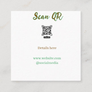 Tarjeta De Visita Cuadrada Comparte tu imagen escanea código QR añade sitio w