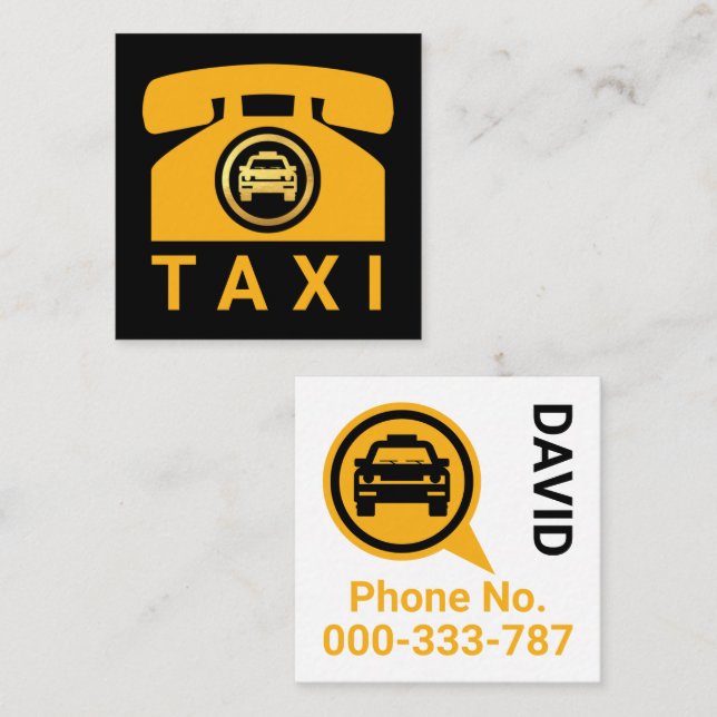 Tarjeta De Visita Cuadrada Conductor de teléfono de taxi amarillo (Anverso / Reverso)