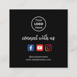 Tarjeta De Visita Cuadrada Conectarse con nosotros | Red social QR Code Black