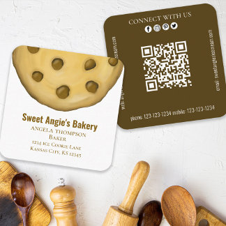 Tarjeta De Visita Cuadrada Conéctate Con Nosotros | Cookie de panadería simpl