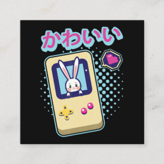 Tarjeta De Visita Cuadrada Conejo Pastel Kawaii Gamer Anime Japonés