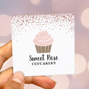 Tarjeta De Visita Cuadrada Confeti color de rosa lindo del oro de la