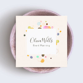 Tarjeta De Visita Cuadrada Confetti del planificador de eventos