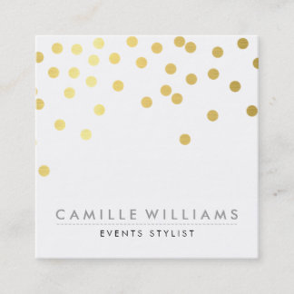 Tarjeta De Visita Cuadrada CONFETTI moderno lindo Relieve metalizado de oro c