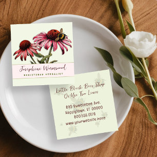 Tarjeta De Visita Cuadrada Conflor herbalista Echinacea Bumblebees