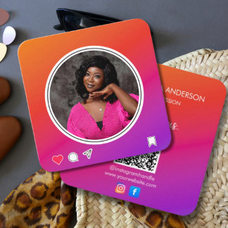 Tarjeta De Visita Cuadrada Connect With Us | Social Media Instagram