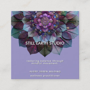 Tarjeta De Visita Cuadrada Consejo de Hojas   Mandala